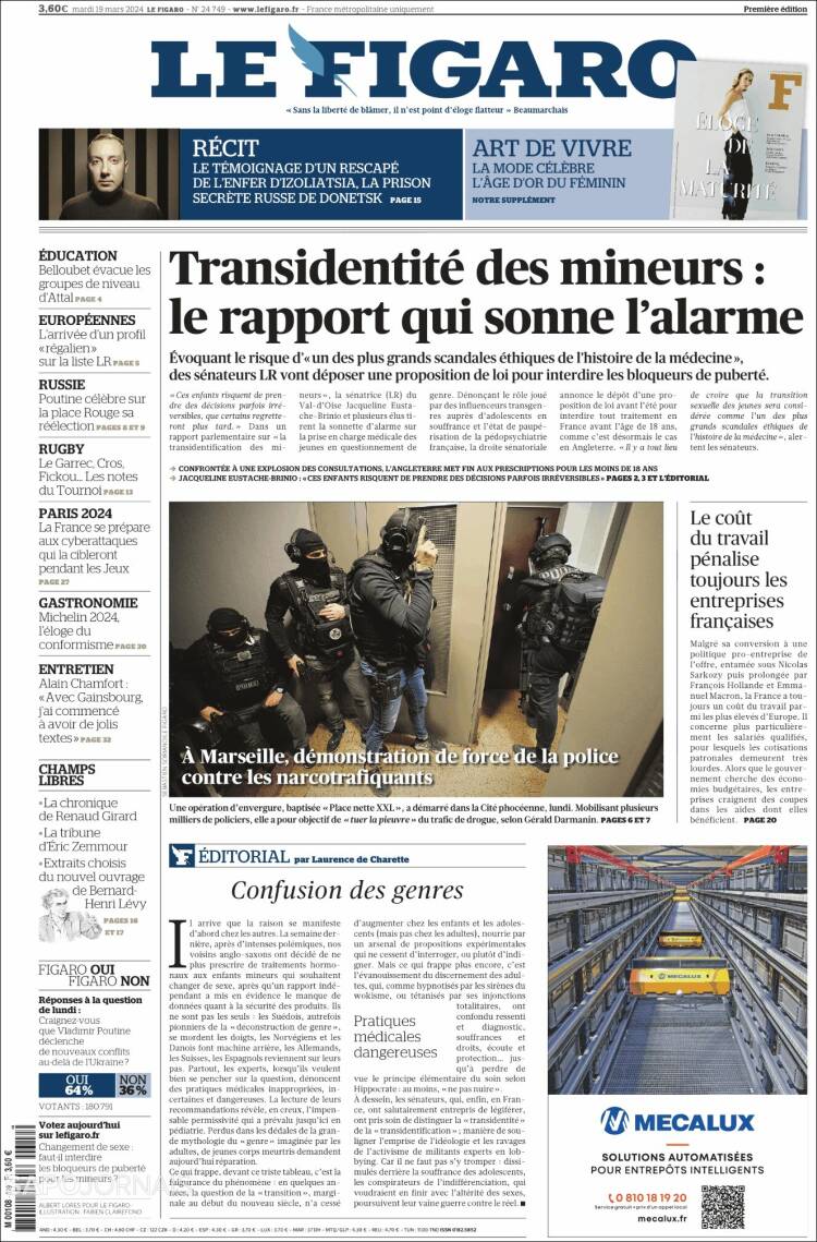 Newspaper Le Figaro (France). Newspapers in France. Today's press ...