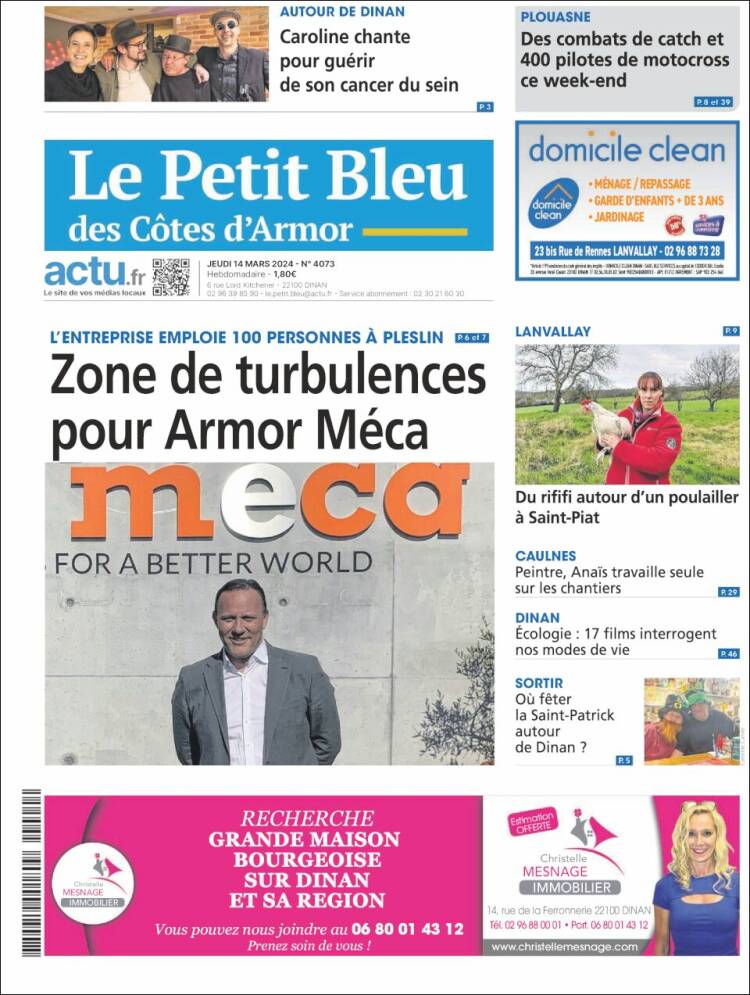 Portada de Le Petit Bleu (Francia)