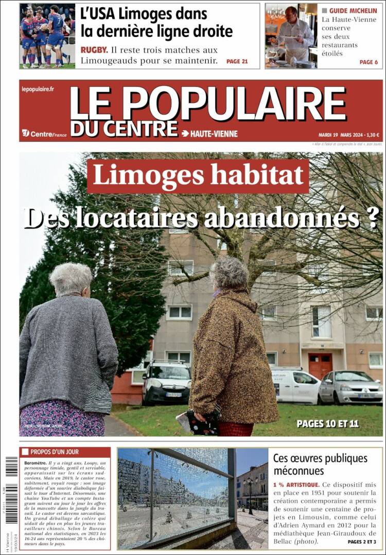 Portada de Le Populaire du Centre (Francia)