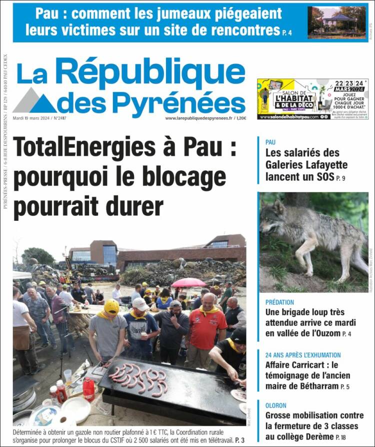 Portada de La République des Pyrénées (Francia)