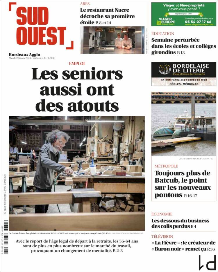 Portada de Sud Ouest (Francia)