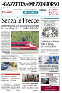 Portada de La Gazzetta del Mezzogiorno (Italia)