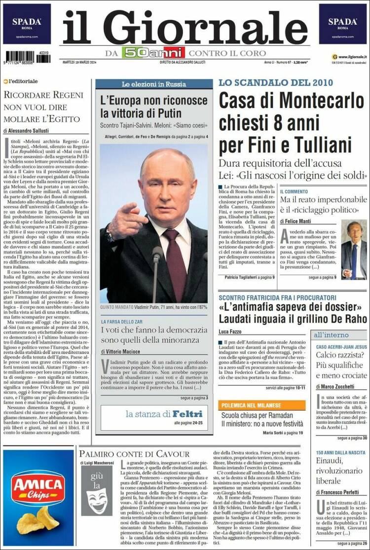Portada de il Giornale (Italia)