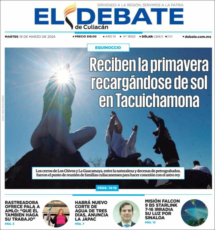 Portada de El Debate de Culiacán (M&eacute;xico)