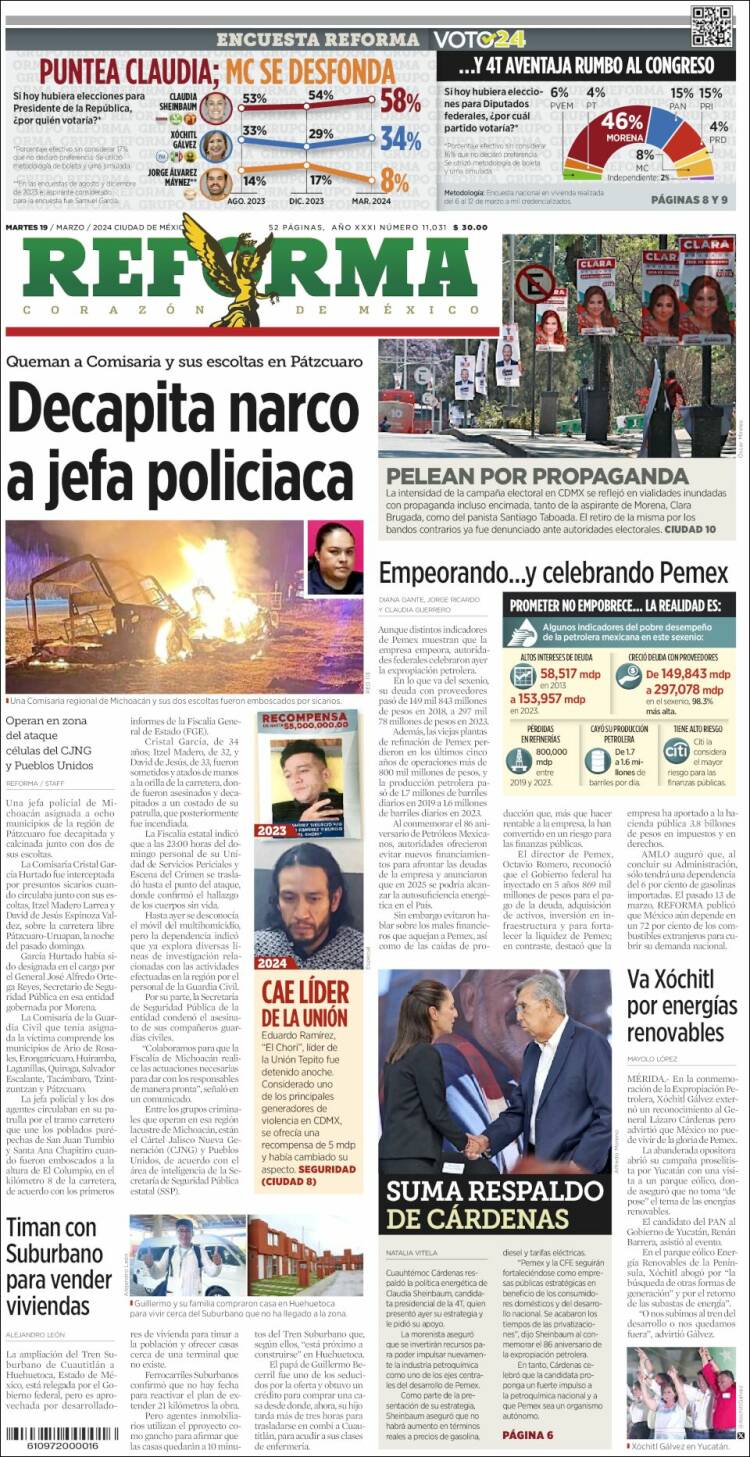 Portada de Reforma (México)