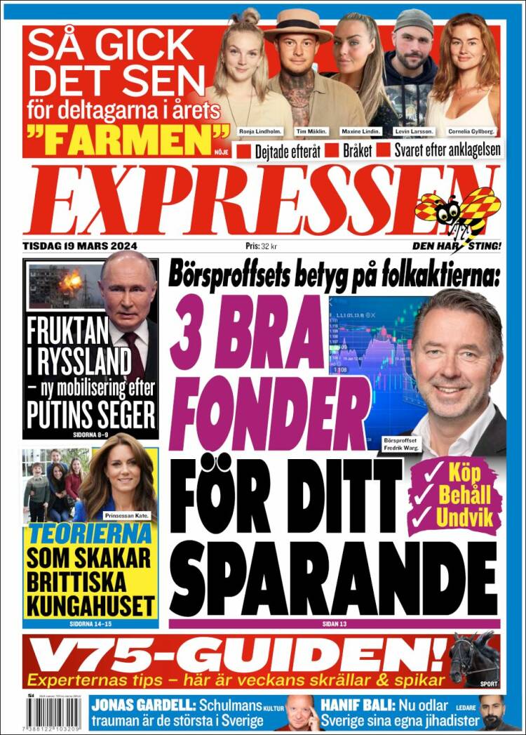 Portada de Expressen (Suecia)