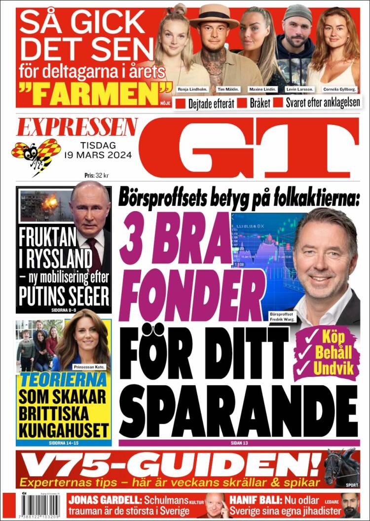 Portada de Göteborgstidningen (Suecia)