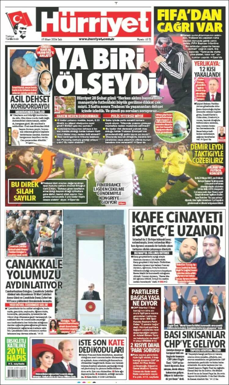 Portada de Hürriyet (Turqu&iacute;a)