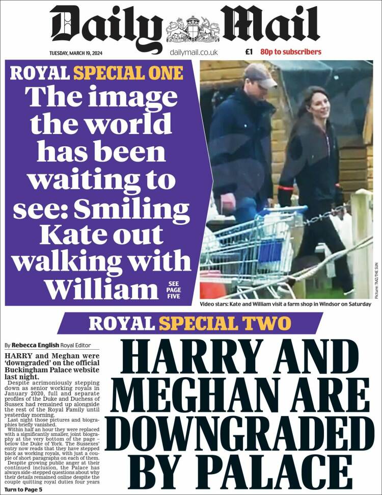 Portada de Daily Mail (Reino Unido)