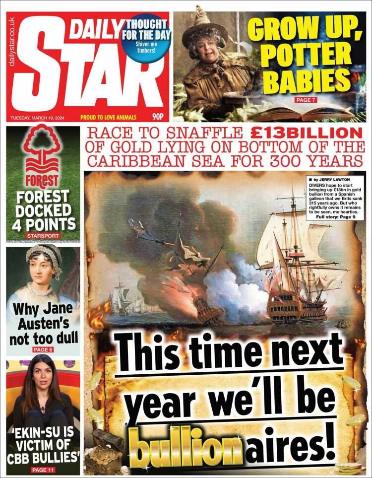Portada de Daily Star (Reino Unido)