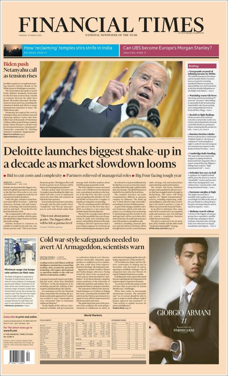 Portada de Financial Times (Reino Unido)