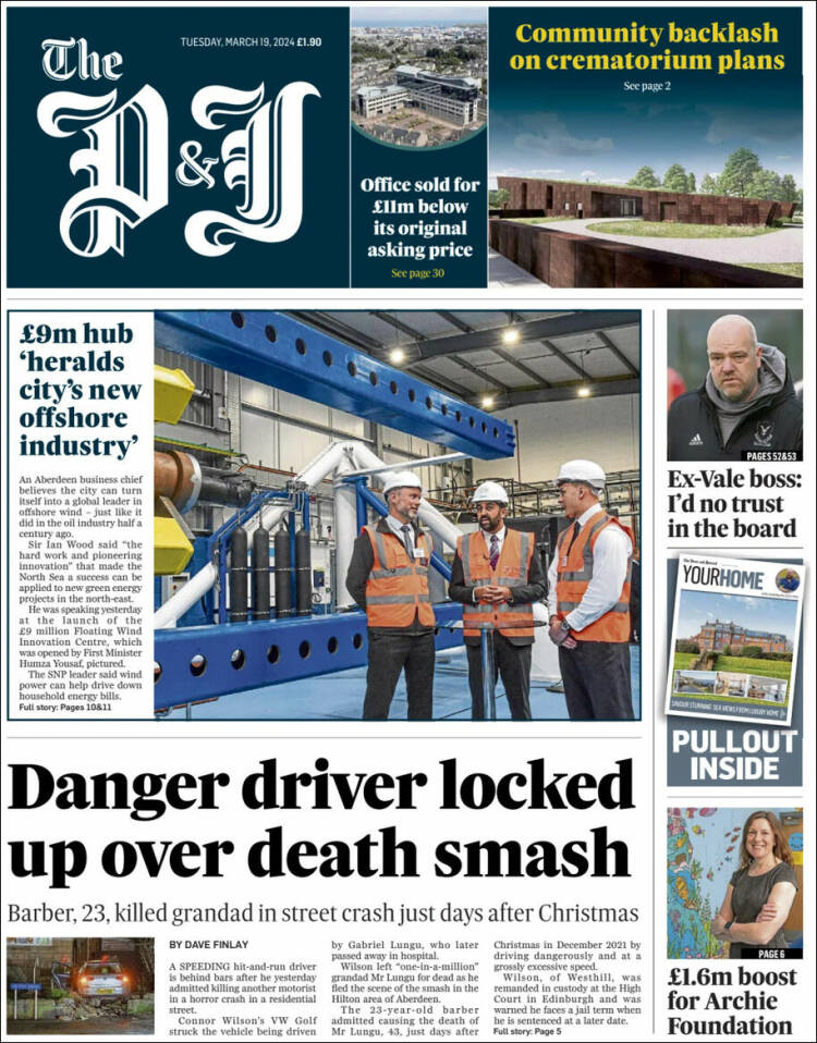 Portada de The Press and Journal (Reino Unido)