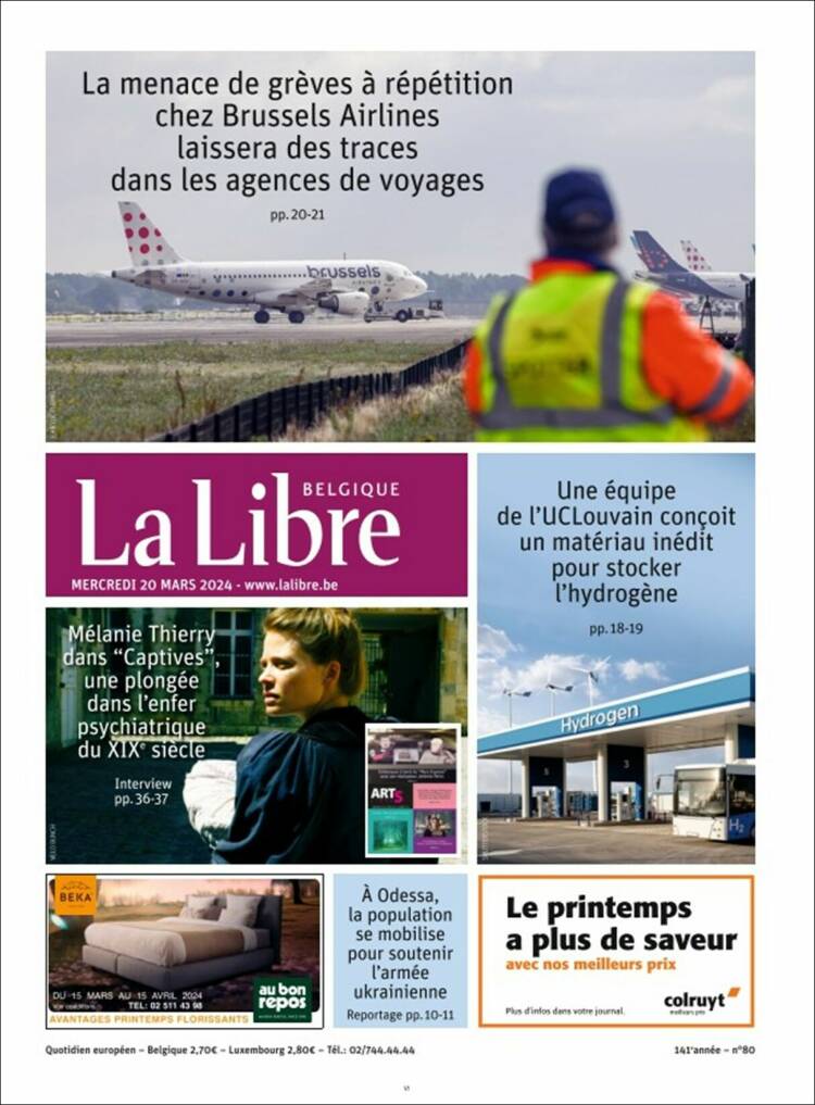 Portada de La Libre.be (B&eacute;lgica)