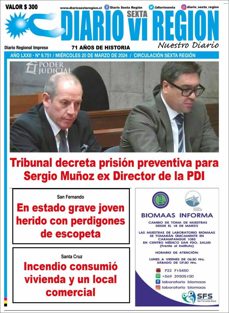 Portada de Diario VI Región (Chile)