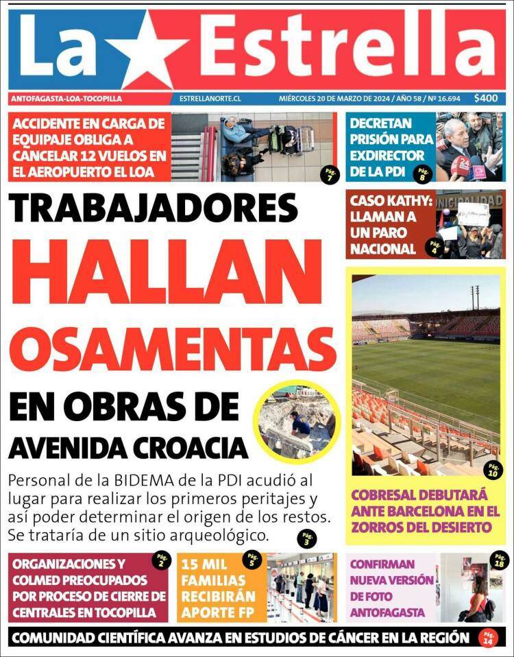 Portada de La Estrella del Norte (Chile)