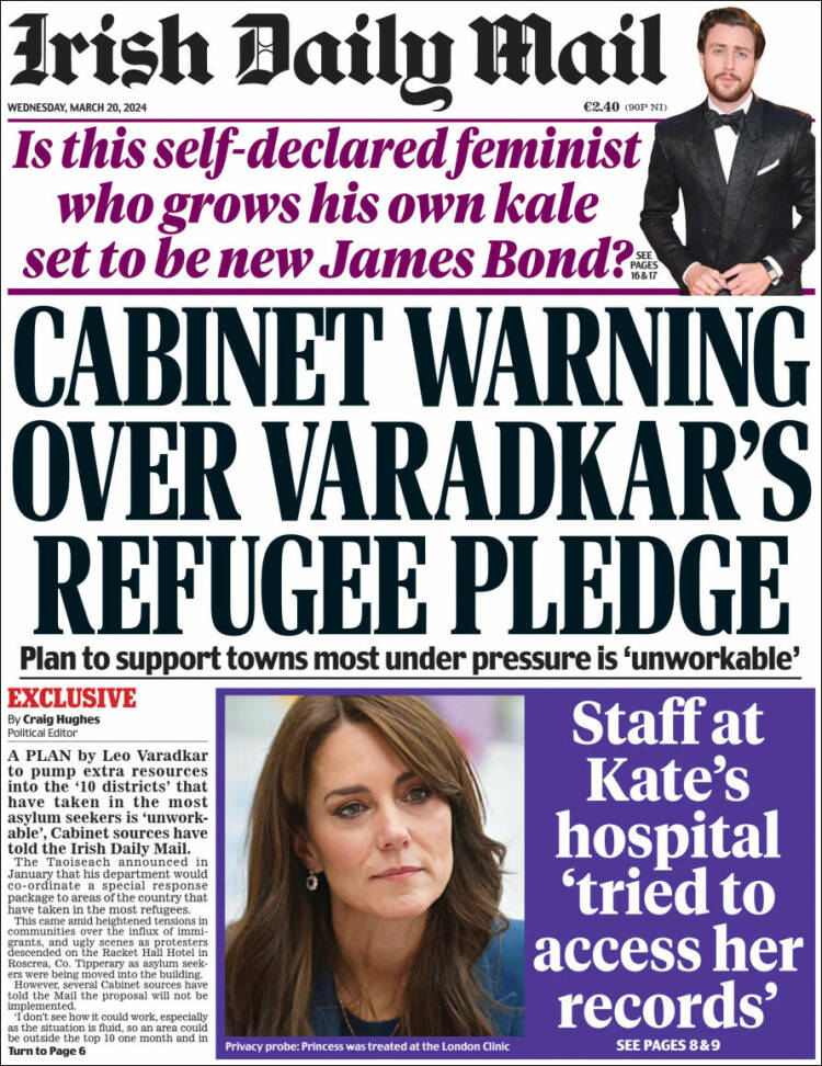 Portada de Irish Daily Mail (Irlanda)
