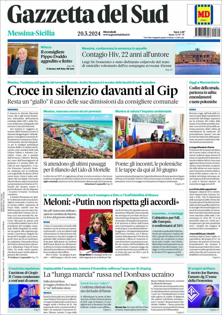 Portada de Gazzetta del Sud (Italia)