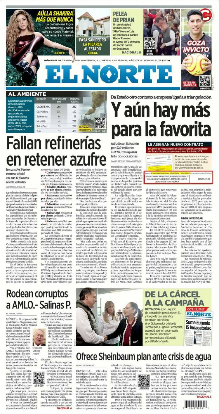 Portada de El Norte (México)