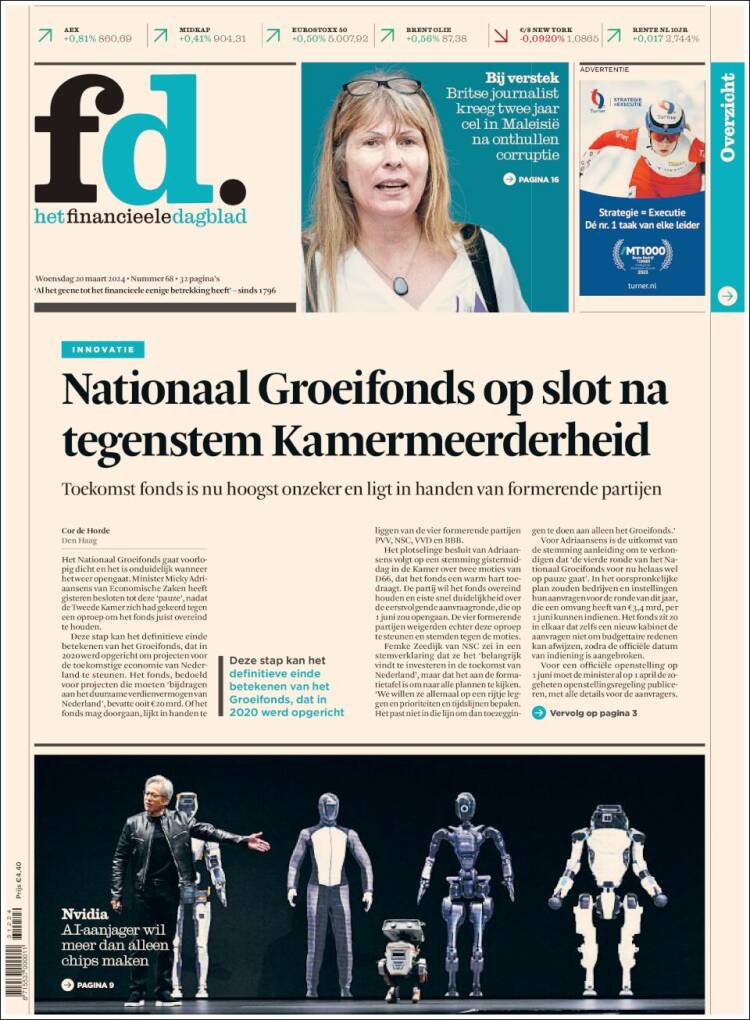 Portada de Het Financieele Dagblad (Pa&iacute;ses Bajos)