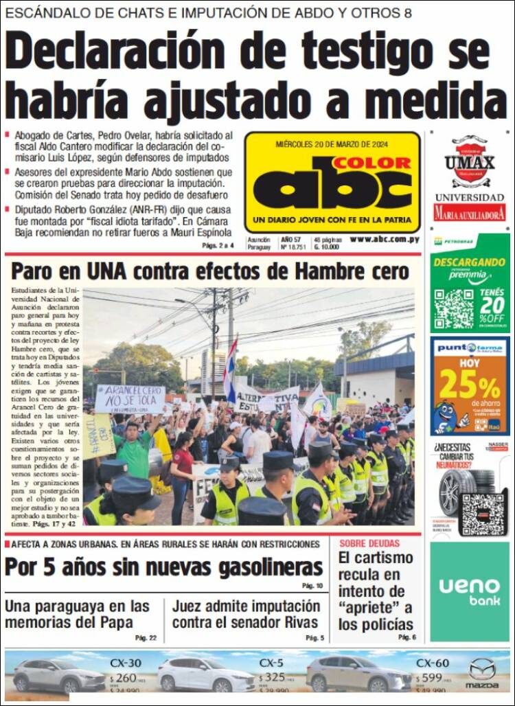 Portada de ABC Color (Paraguay)