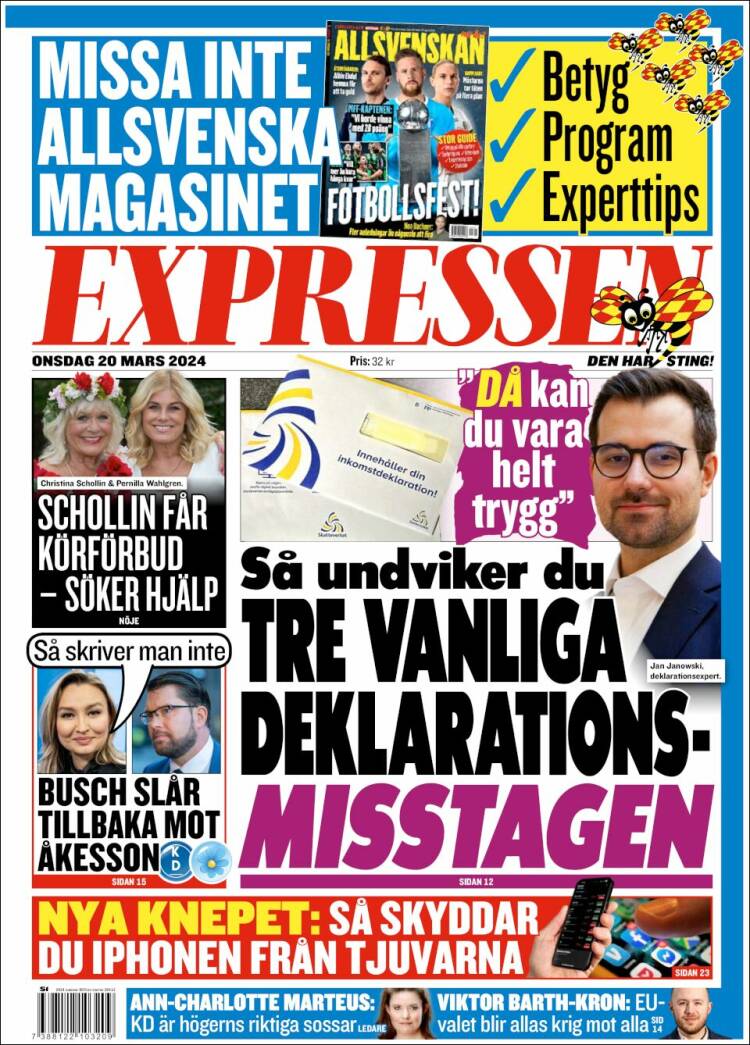 Portada de Expressen (Suecia)