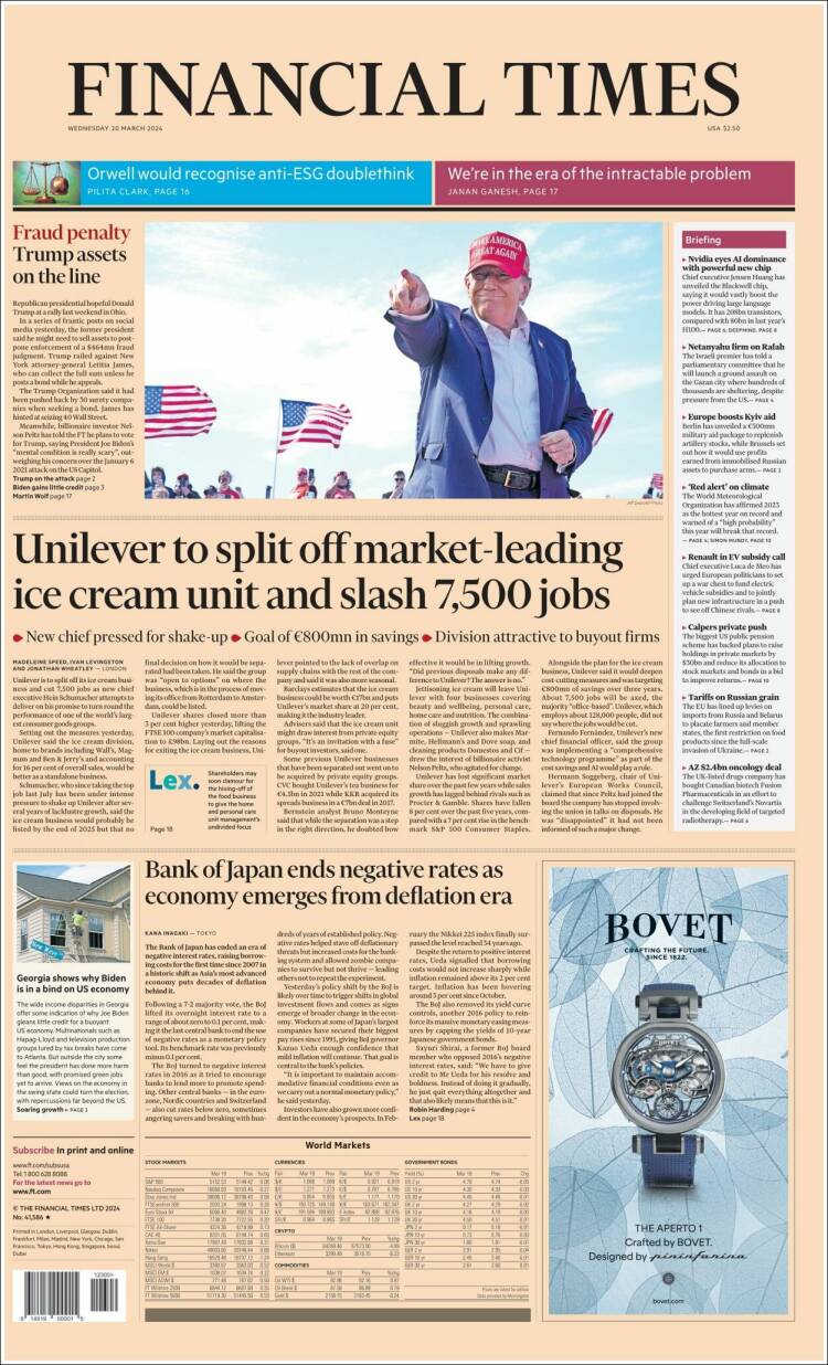 Portada de Financial Times (Reino Unido)