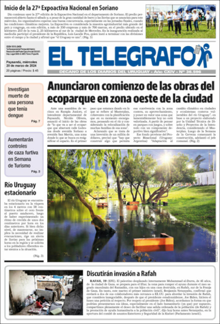 Portada de El Telégrafo (Uruguay)