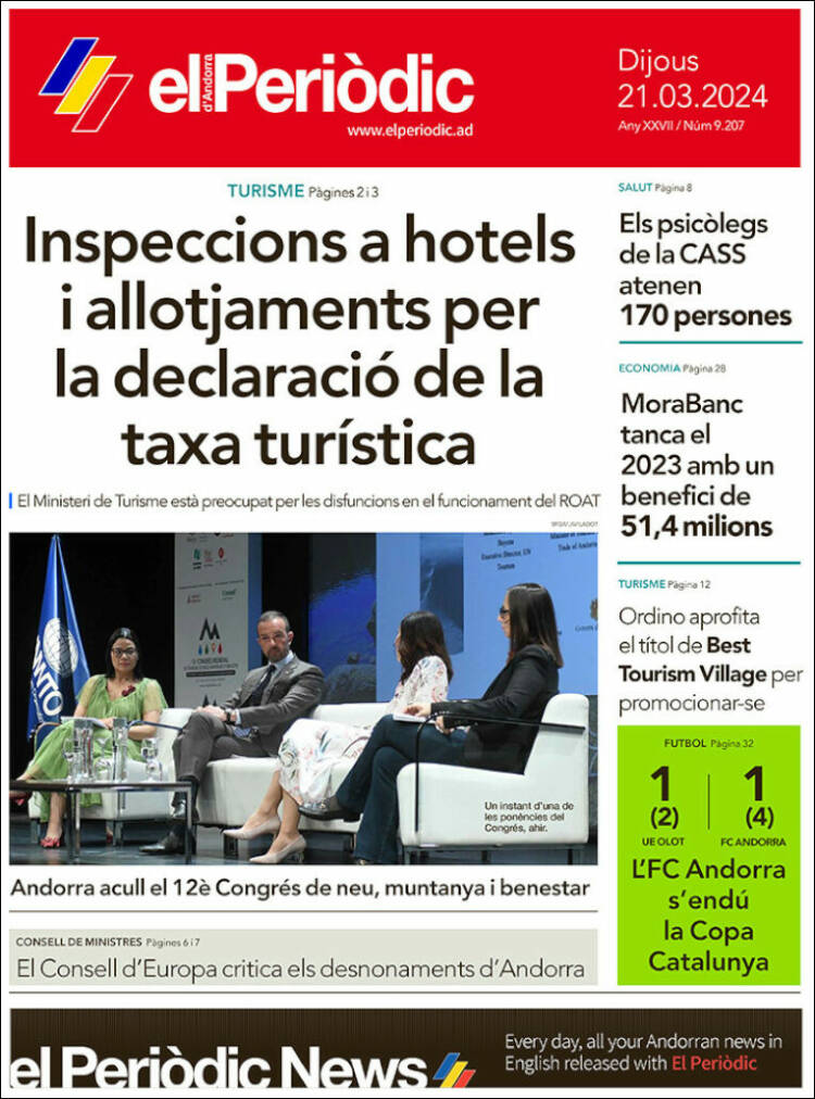 Portada de El Periòdic d'Andorra (Andorra)