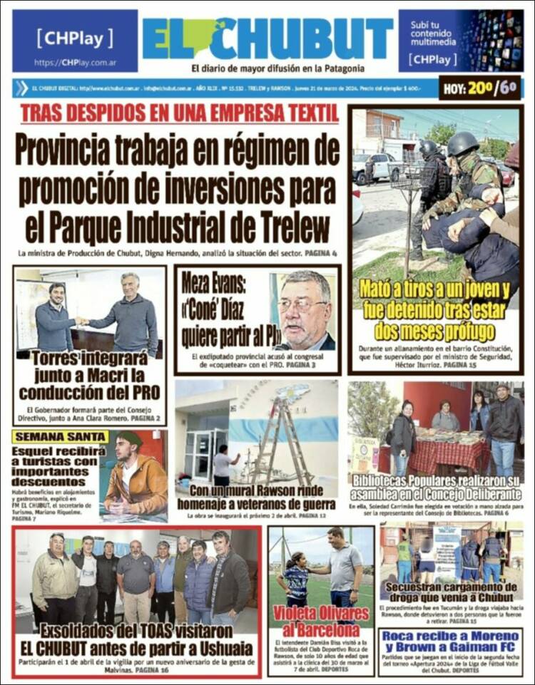 Portada de El Chubut (Argentina)