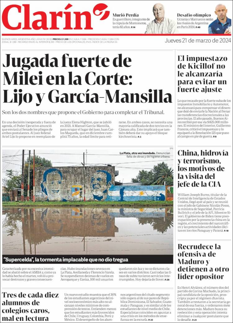 Portada de Clarín (Argentina)