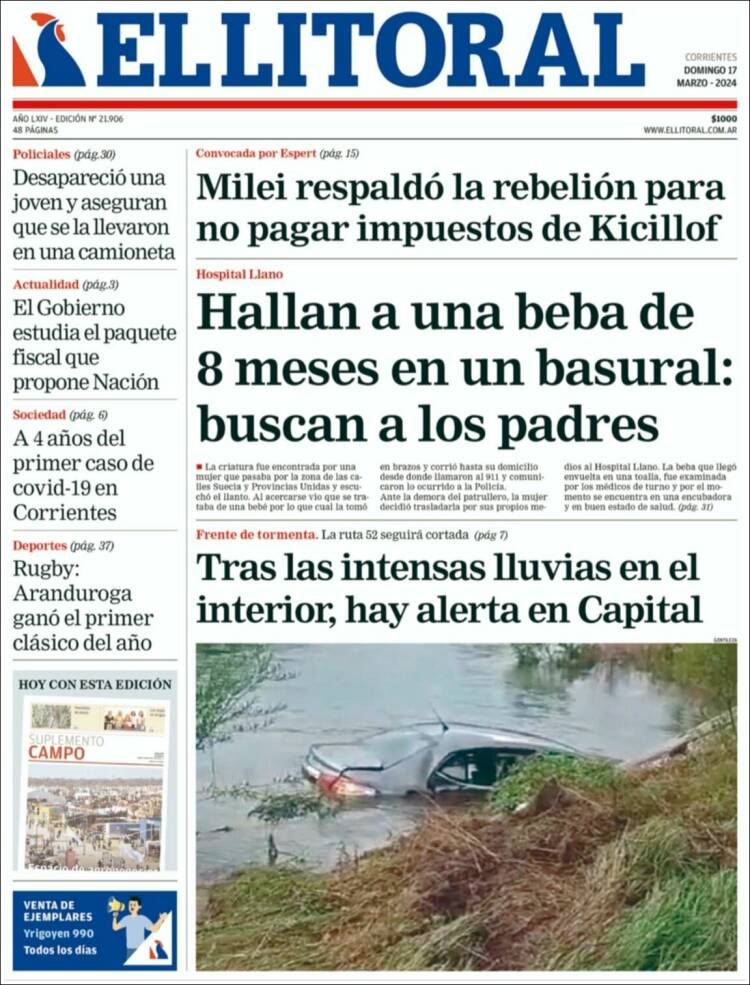 Portada de El Litoral Corrientes (Argentina)