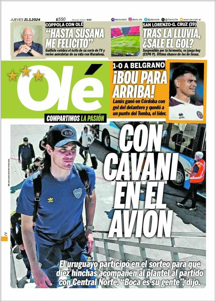 Portada de Olé (Argentina)