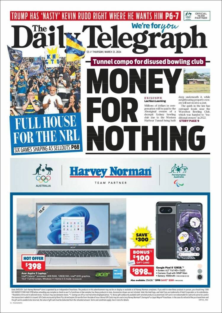 Portada de The Daily Telegraph (Australia)