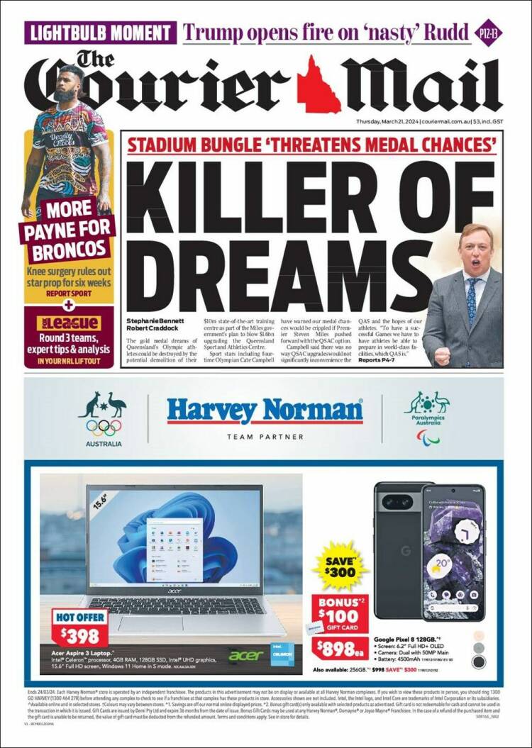 Portada de The Courier-Mail (Australia)
