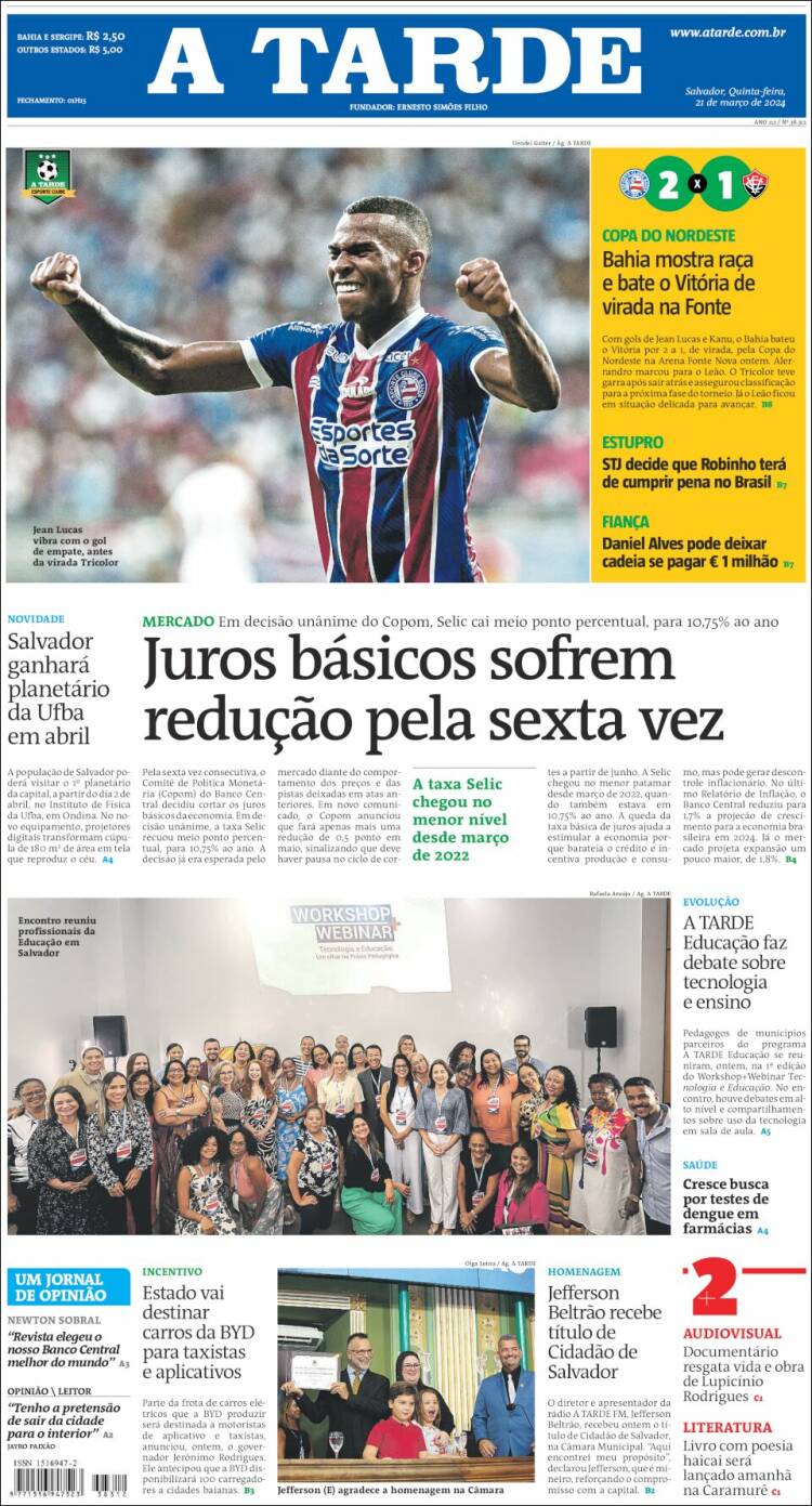 Portada de Diário A Tarde (Brasil)