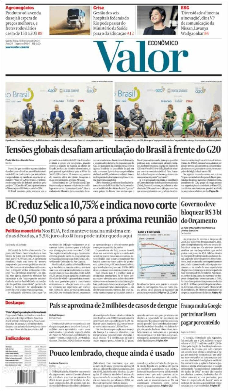 Portada de O Globo (Brasil)