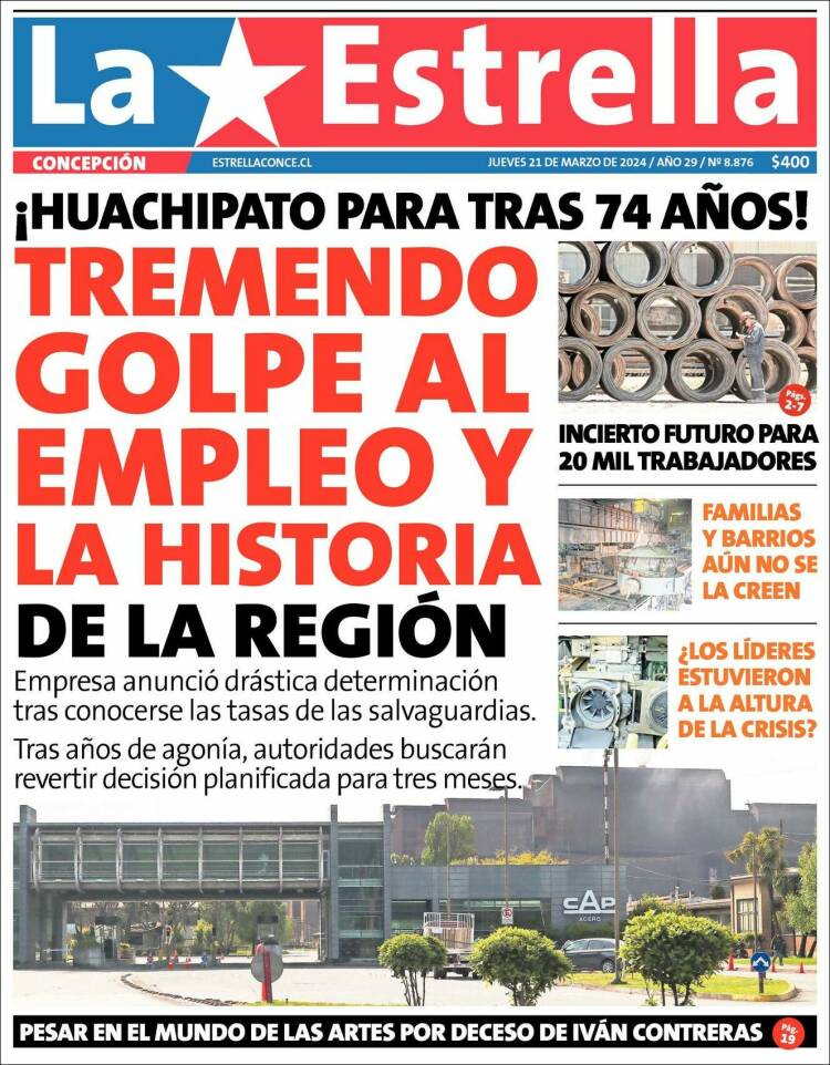 Portada de La Estrella de Concepción (Chile)