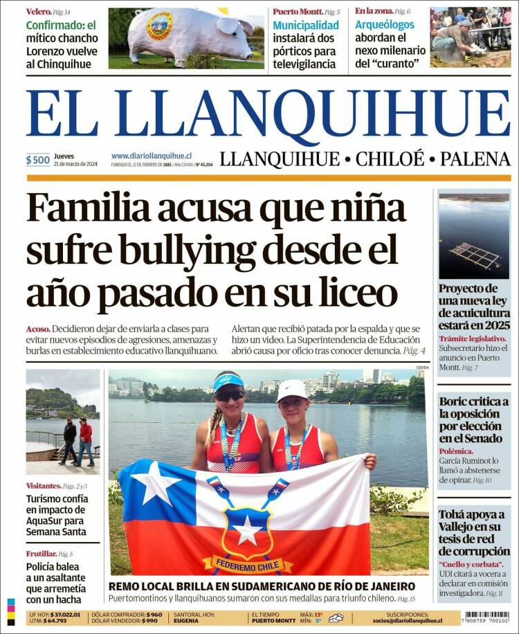 Portada de El Llanquihue (Chile)