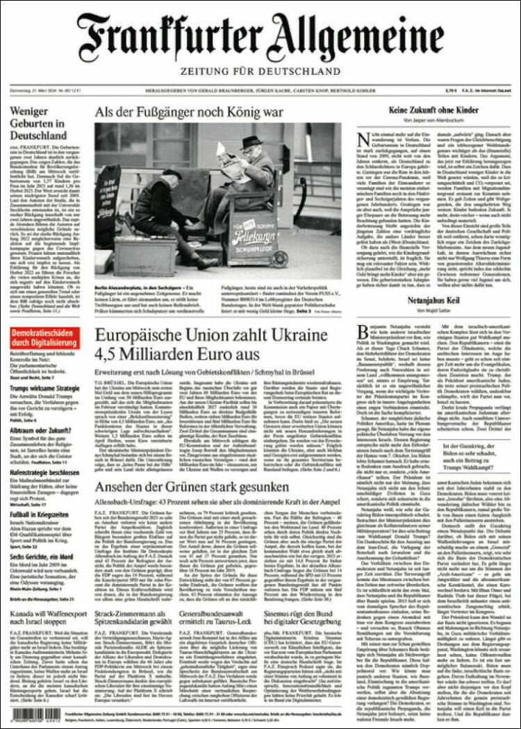 Portada de Frankfurter Allgemeine (Alemania)