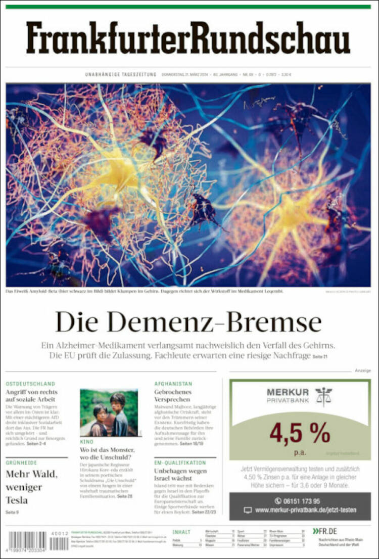Portada de Frankfurter Rundschau (Alemania)