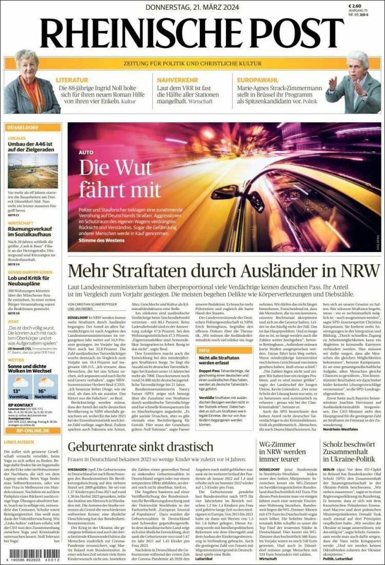 Portada de Rheinische Post (Alemania)