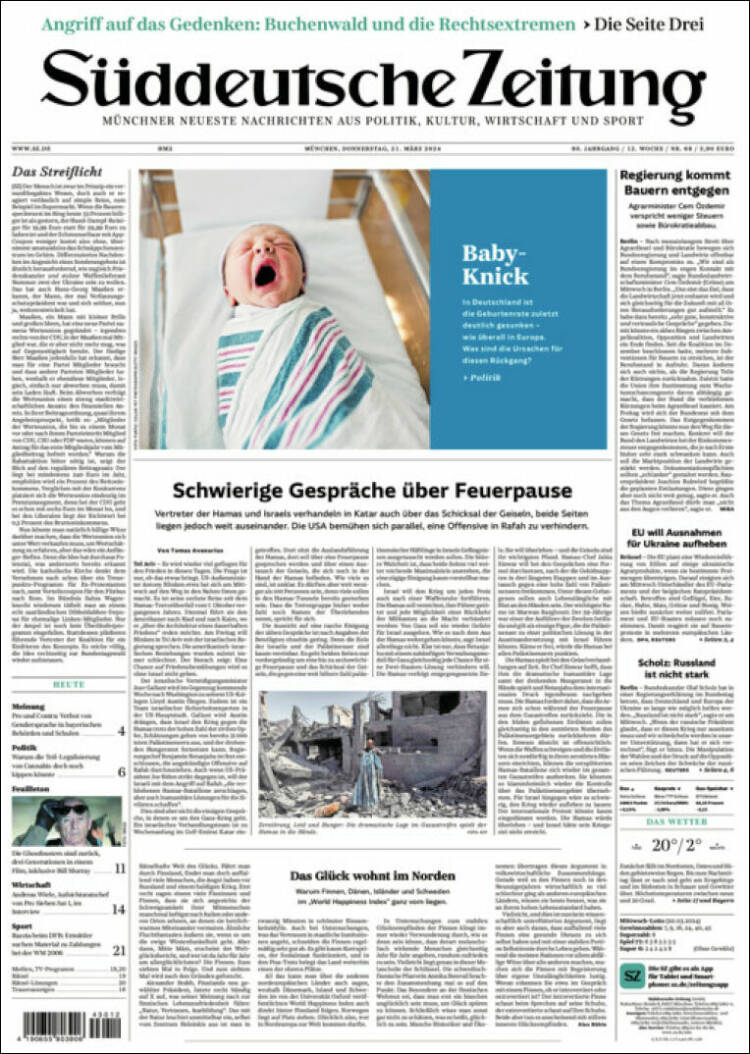 Portada de Sueddeutsche (Alemania)