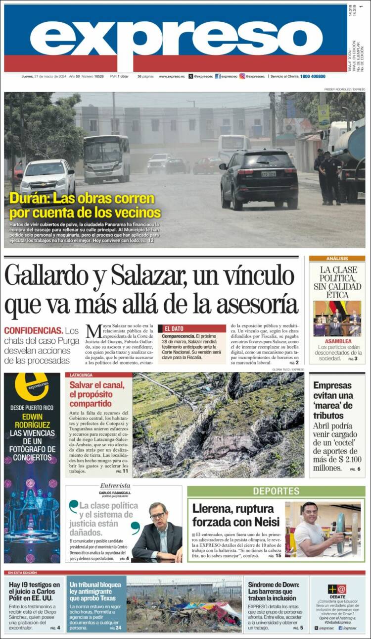 Portada de Expreso (Ecuador)