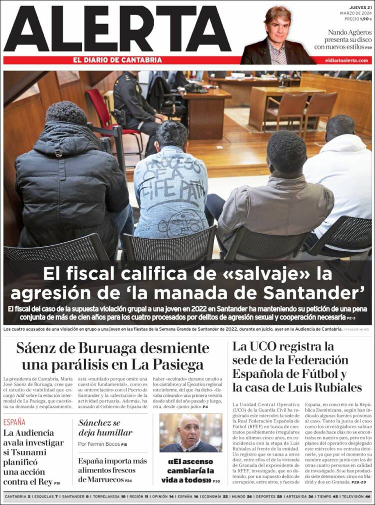 Portada de Alerta - El Diario de Cantabria (España)