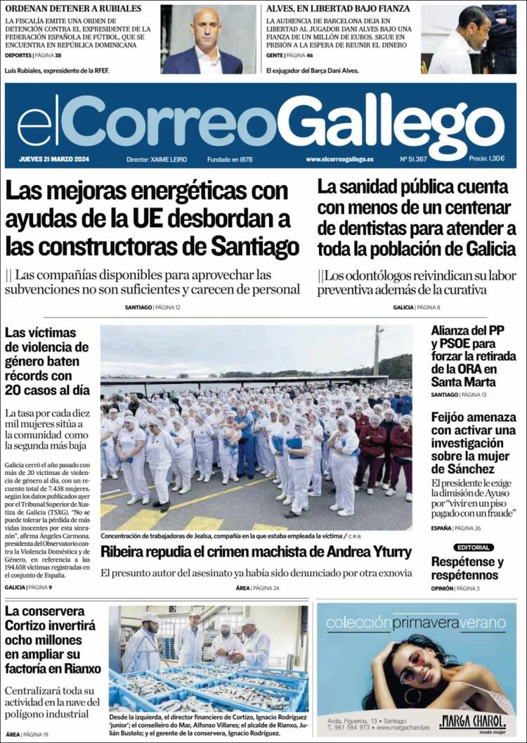 Portada de El Correo Gallego (España)