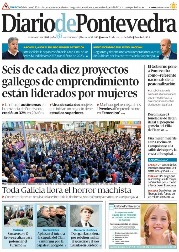 Portada de Diario de Pontevedra (España)