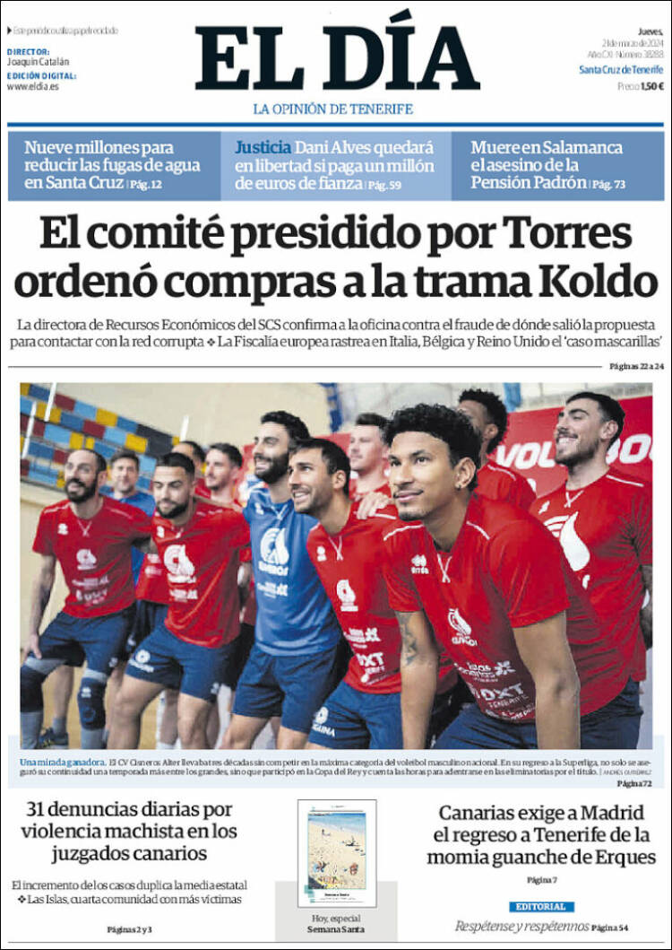 Portada de El Día (España)