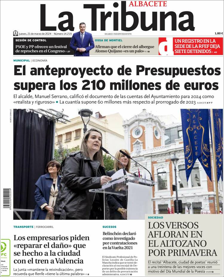 Portada de La Tribuna de Albacete (España)