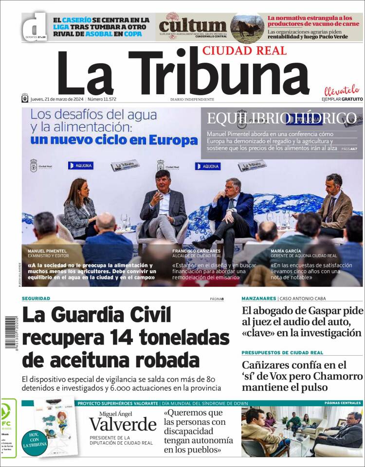 Portada de La Tribuna de Ciudad Real (España)