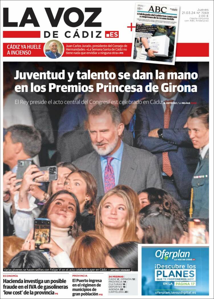 Portada de La Voz de Cádiz (España)